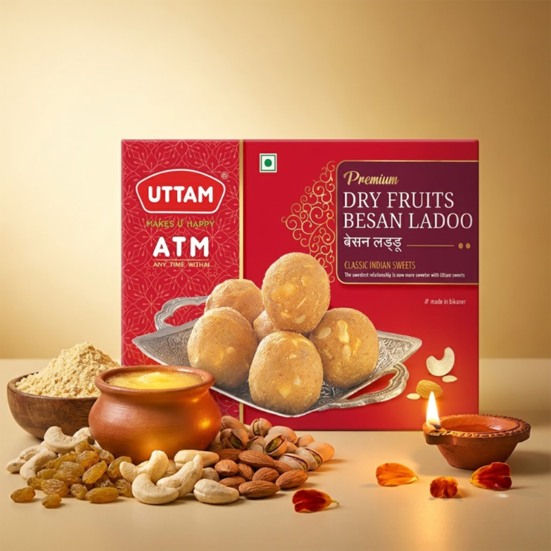 Premium Dry Fruit Besan Ladoo in desi ghee by Uttam
