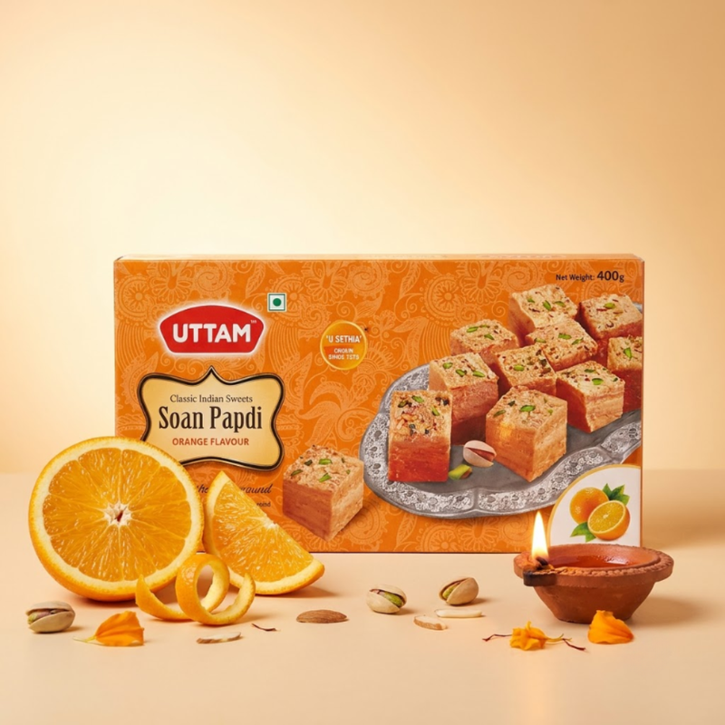 Orange Soan Papdi by Uttam Sweets, Bikaner