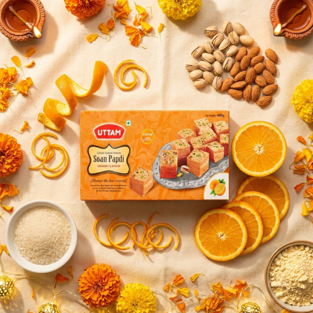 Uttam Orange Soan Papdi box - view 3