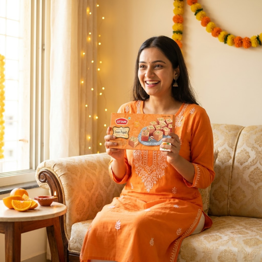 Uttam Orange Soan Papdi box - view 4