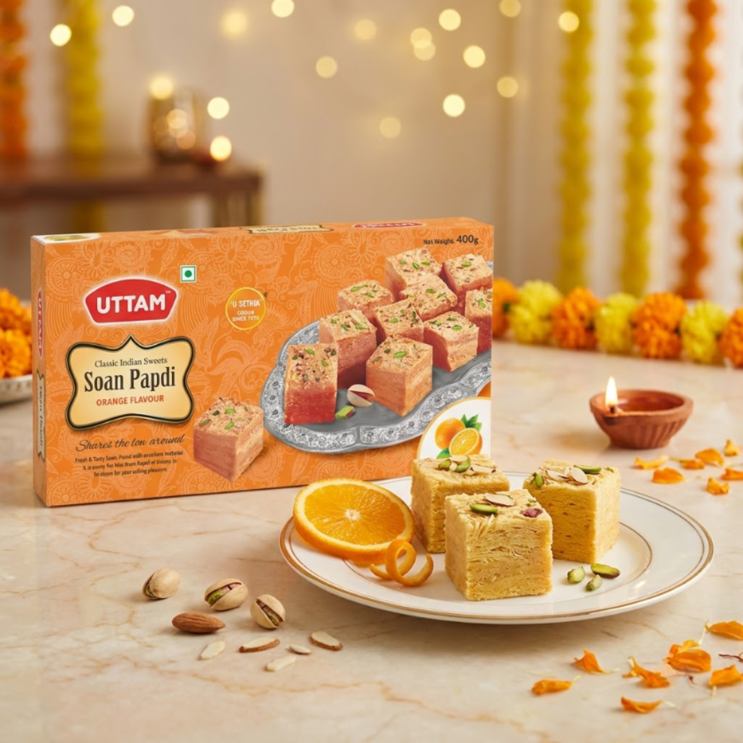 Uttam Orange Soan Papdi box - view 5
