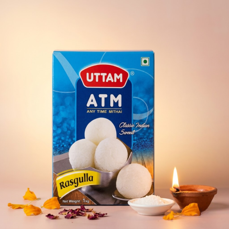 ATM Rasgulla 1kg tin by Uttam Sweets, Bikaner